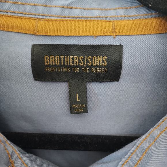 Brothers & Sons Long Sleeve Button Down Midweight Blue Shirt Mens Sz Large NWOT - Picture 6 of 7